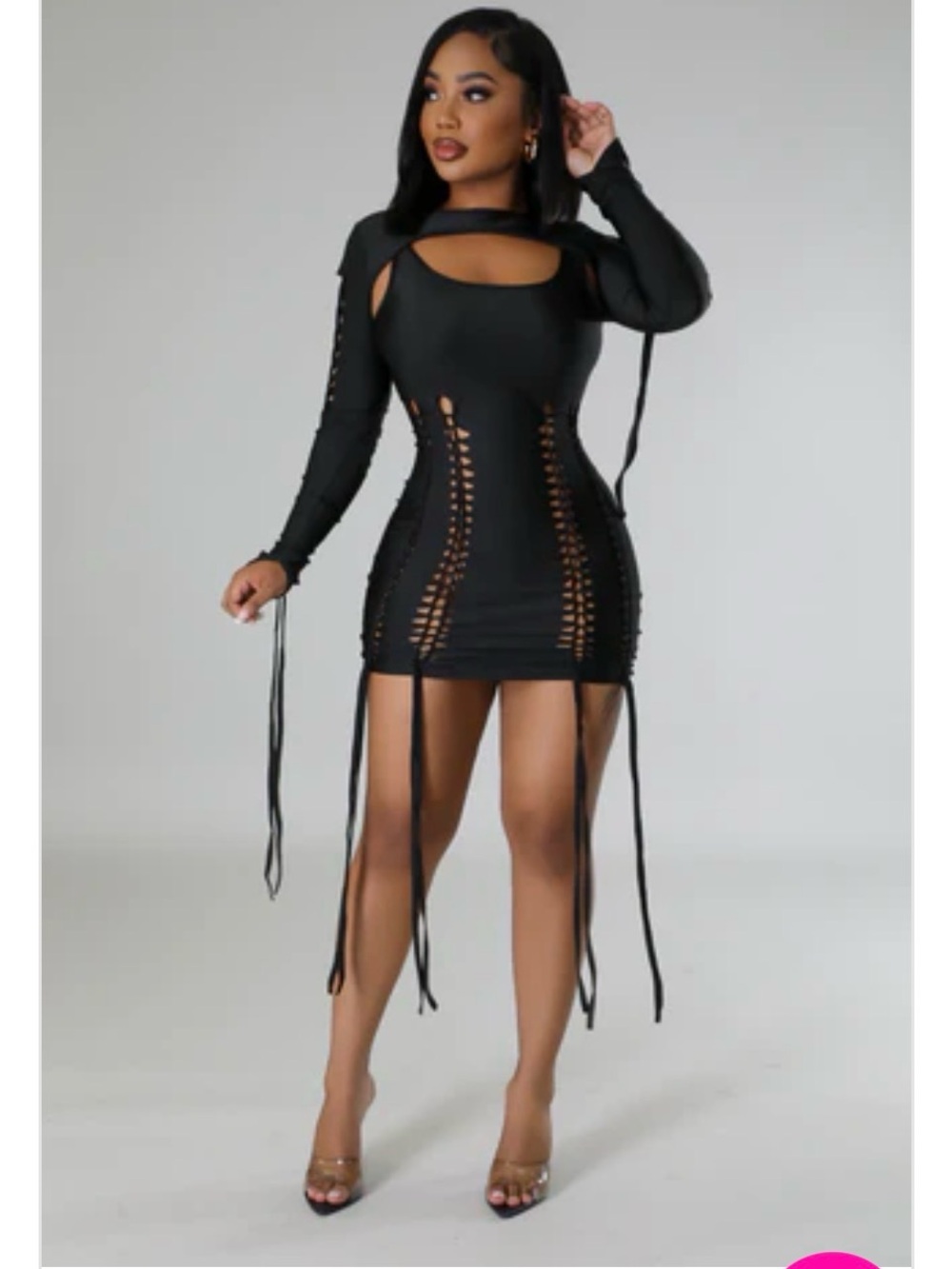 Black Lace-Up Bodycon romper - Women's Stylish Party romper